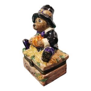 Vtg Boyds Porcelain Hinged Box "Le Bearmoge Collection" Give Thanks Baby Bear